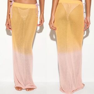 Spiritual Gangster Carmen Crochet Skirt Orange Pink Ombre Maxi M Beach Festival